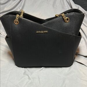 Michael Kors Black Shoulder Bag with Gold Accents